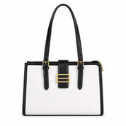 Clara Croc Tote White Black
