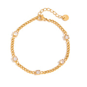 Aristea Gem Chain Bracelet | 18K Gold-Plated