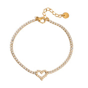 Heartelle Pavé Bracelet | 18K Gold-Plated