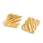 Linnea Ribbed Studs | 18K Gold-Plated