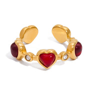 Esme Ruby Heart Ring | 18K Gold-Plated