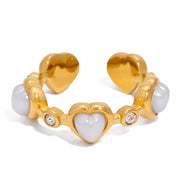 Esme White Heart Ring | 18K Gold-Plated