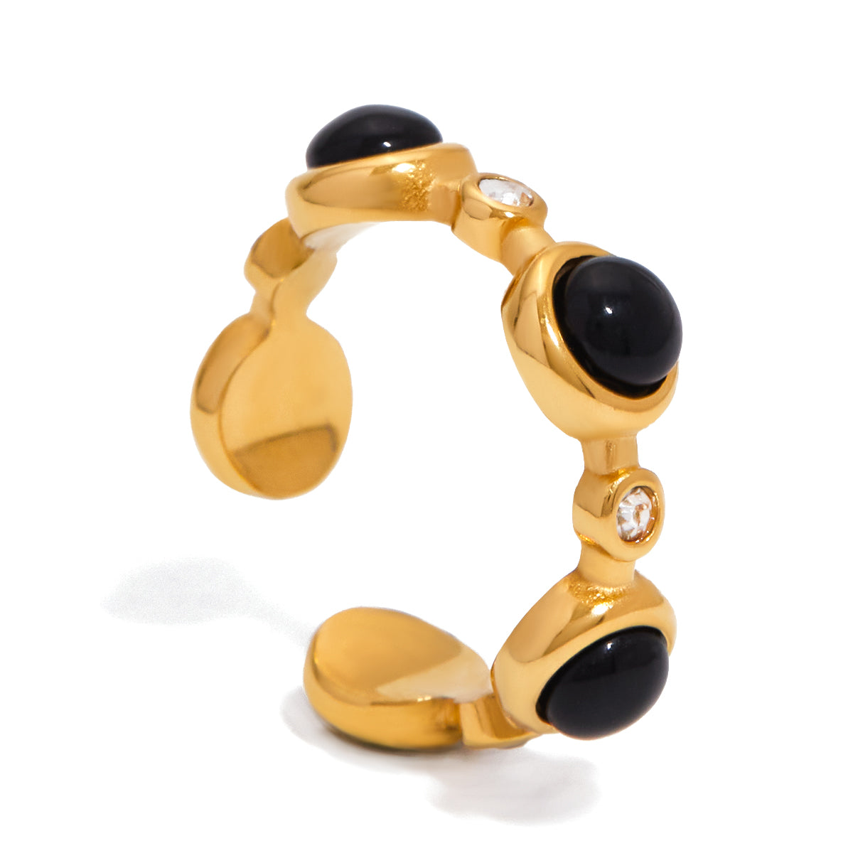 Ayana Black Cuff Ring | 18K Gold-Plated