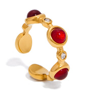 Ayana Red Cuff Ring | 18K Gold-Plated