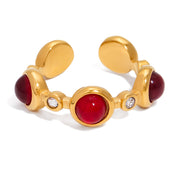 Ayana Red Cuff Ring | 18K Gold-Plated