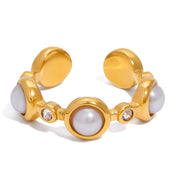 Ayana Pearl Cuff Ring | 18K Gold-Plated