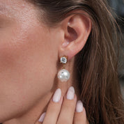 Mirage Crystal Pearl Earrings | 18K Gold-Plated