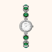OhKlassy Calypso Silver women's vintage-inspired watch, front view