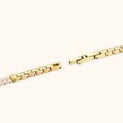 OhKlassy Elina Gold women's vintage-inspired watch, bracelet and clasp detail