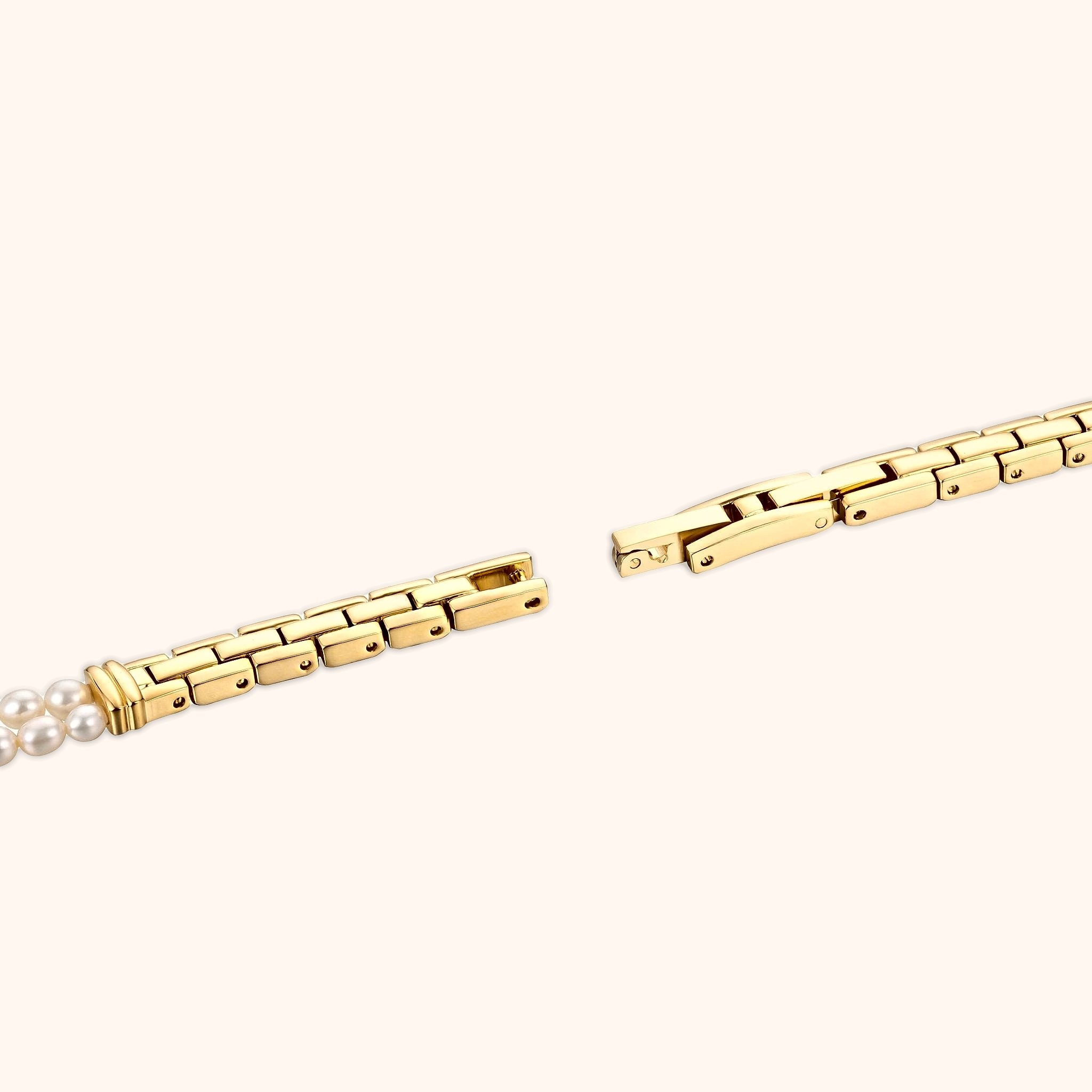 OhKlassy Elina Gold women's vintage-inspired watch, bracelet and clasp detail
