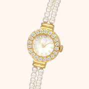 OhKlassy Elina Gold women's vintage-inspired watch, dial close-up