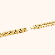 OhKlassy Isara Gold White women's vintage-inspired watch, bracelet and clasp detail