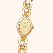 OhKlassy Isara Gold women's vintage-inspired watch, dial close-up