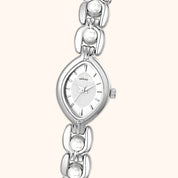 OhKlassy Isara Silver women's vintage-inspired watch, dial close-up
