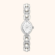 OhKlassy Isara Silver women's vintage-inspired watch, front view