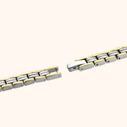 OhKlassy Naomi Two-Tone women's vintage-inspired watch, bracelet and clasp detail